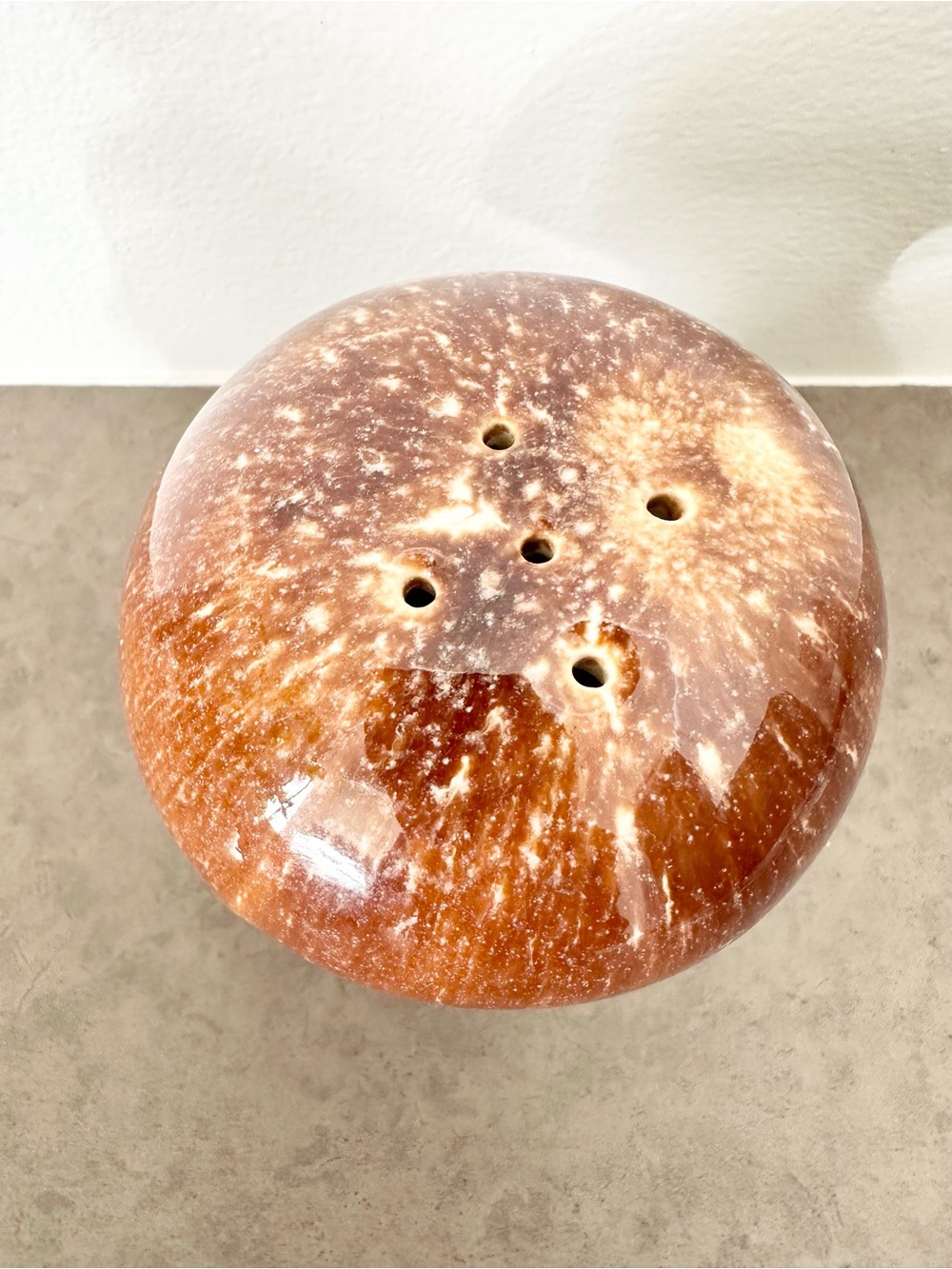 Glazed Ceramic Mushroom Salt or Pepper Shaker Accent Sculpture - Brown Drip 4” - Picture 4 of 14